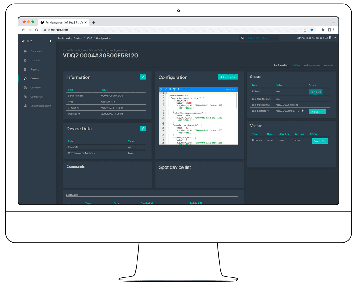 Capture interface — Fundamentum IoT Edge pour traitement local des données